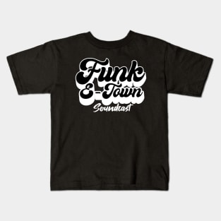 FUNK E-TOWN SOUNDCAST  - drop shadow Logo 2 (white) Kids T-Shirt